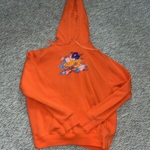 neon orange, limited edition embroidered nike hoodie.